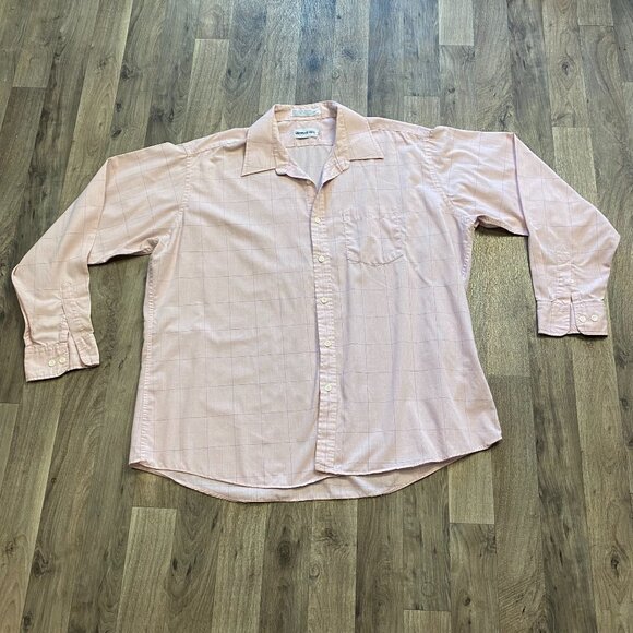 Memebers Only Men's 17.5 Pink Button Down Long Sleeve - Picture 1 of 5